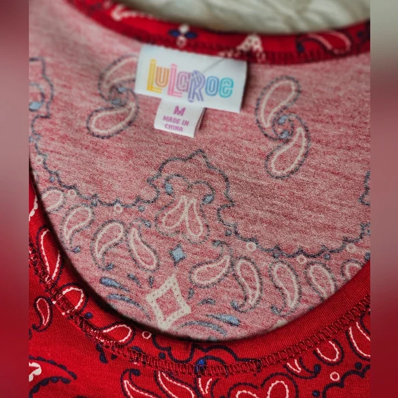 LuLaRoe Red Bandana Print Tank Top - Picture 2 of 4